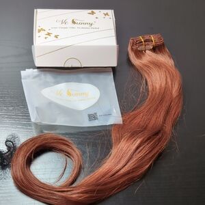 24-in 120 G 7 Pieces Clip In Real Human Hair Extensions Reddish Brown Auburn